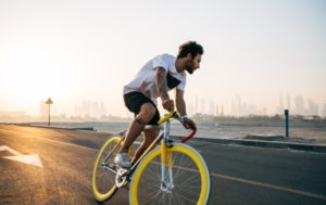 The Business Executive is exercising to relieve stress due toxic board room meetings. 